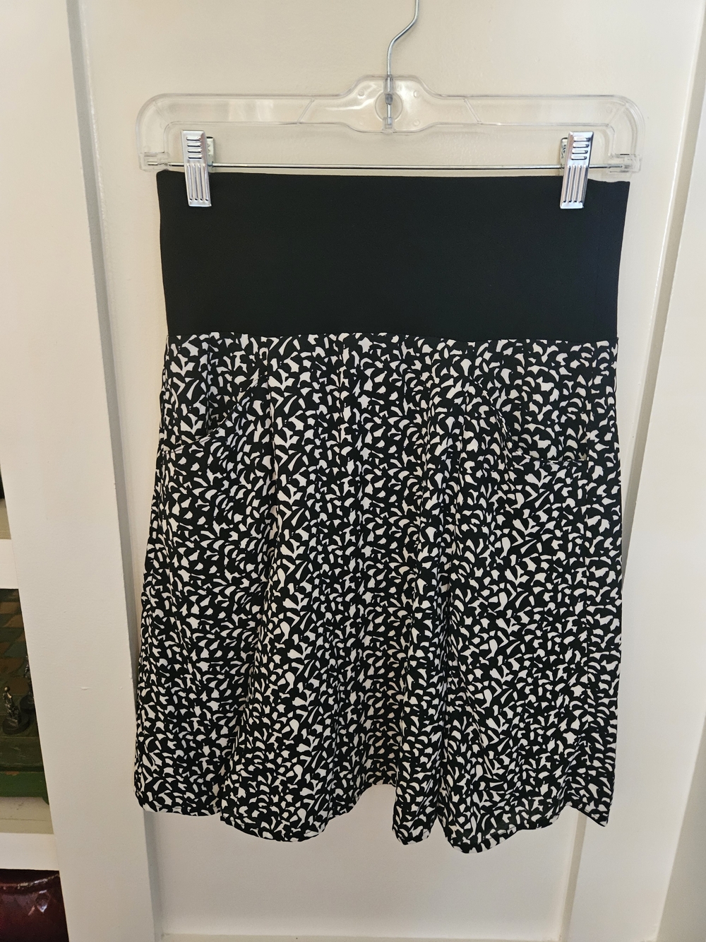 CAbi Black and White Reversible Printed Circle Skirt